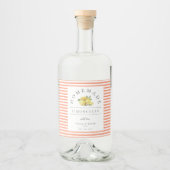Modern Limoncello Peach Stripe Beverage Label Likeurfles Etiket (Voorkant)