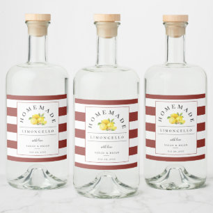 Modern Limoncello Rustic Red Stripe Likeurfles Etiket