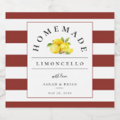 Modern Limoncello Rustic Red Stripe Likeurfles Etiket (Enkel label)