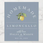 Modern Limoncello Stoffig Blauw Drank Label Wijn Etiket (Enkel label)