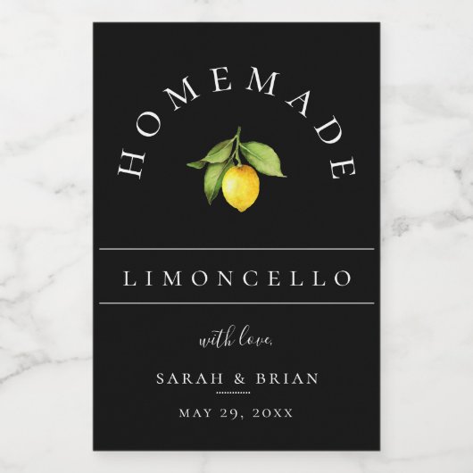 Modern Limoncello Zwart Mini Drank Label Wijn Etiket (Enkel label)