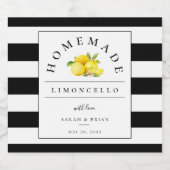 Modern Limoncello Zwart Streep Drank Label Likeurfles Etiket (Enkel label)