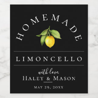 Modern Limoncello Zwarte Dranklabel Wijn Etiket