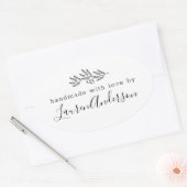 Modern Line Art Berries Handgemaakt met Liefde doo Ovale Sticker (Envelop)
