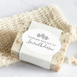 Modern Line Art Berries Handgemaakt met Liefde doo Ovale Sticker