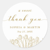 Modern Line Art Bloemen Huwelijk Ronde Sticker (Voorkant)