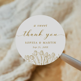 Modern Line Art Bloemen Huwelijk Ronde Sticker