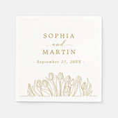 Modern Line Art Bloemen Huwelijk Servet (Voorkant)