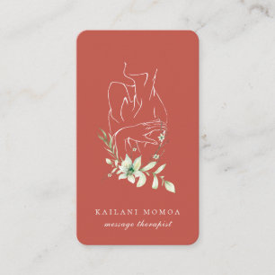 Modern Line Art Feminine Floral Sinaasappel Visitekaartje