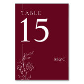 Modern Line Art Floral Burgundy Elegant Wedding Kaart (Voorkant)