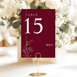 Modern Line Art Floral Burgundy Elegant Wedding Kaart