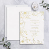 Modern Line Art Floral Wedding Gold Folie Uitnodiging