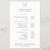 Modern, Line Art, Vrouw, Blad, Salon, Prijslijst Flyer (Voorkant)