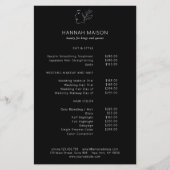 Modern, Line Art, Vrouw, Blad, Salon, Prijslijst Flyer (Voorkant)