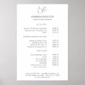 Modern, Line Art, Vrouw, Blad, Salon, Prijslijst Poster (Voorkant)