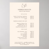 Modern, Line Art, Vrouw, Blad, Salon, Prijslijst Poster (Voorkant)