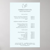 Modern, Line Art, Vrouw, Blad, Salon, Prijslijst Poster (Voorkant)