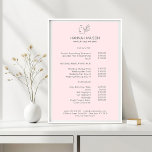Modern, Line Art, Vrouw, Blad, Salon, Prijslijst Poster<br><div class="desc">Modern,  Line Art,  Vrouw,  Bladgroen,  Salon,  Wit Prijslijst Poster.</div>