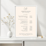 Modern, Line Art, Vrouw, Blad, Salon, Prijslijst Poster<br><div class="desc">Modern,  Line Art,  Vrouw,  Bladgroen,  Salon,  Wit Prijslijst Poster.</div>