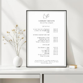 Modern, Line Art, Vrouw, Blad, Salon, Prijslijst Poster