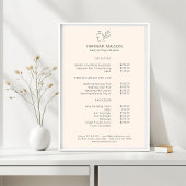 Modern, Line Art, Vrouw, Blad, Salon, Prijslijst Poster