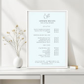 Modern, Line Art, Vrouw, Blad, Salon, Prijslijst Poster