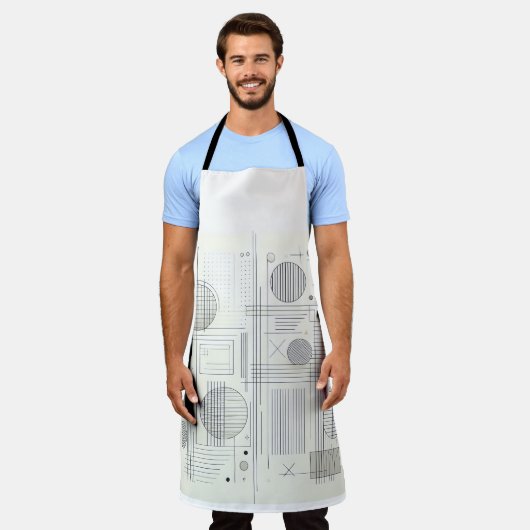 Modern Linear Geometry Apron Schort (Gedragen)