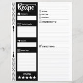 Modern Lined Recipe Pages (Letter Format Sheet)  (Voorkant)