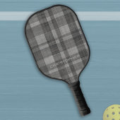 Modern Linen Pset Pattern met naam - zwart grijs Pickleball Paddle
