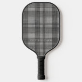 Modern Linen Pset Pattern met naam - zwart grijs Pickleball Paddle (Voorkant)