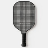 Modern Linen Pset Pattern met naam - zwart grijs Pickleball Paddle (Achterkant)
