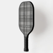 Modern Linen Pset Pattern met naam - zwart grijs Pickleball Paddle (Links)