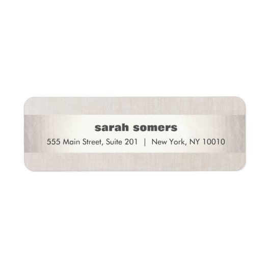 Modern Linen Silver Elegant Striped Address Label (Voorkant)