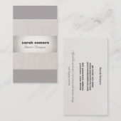 Modern Linen Silver Striped Stylish Gray Taupe Visitekaartje (Voorkant / Achterkant)