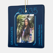 Modern Lines Blue Photo Afstuderen Keramisch Ornament (Links)