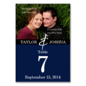 Modern Lines Deep Navy Photo Table Card Kaart (Achterkant)