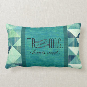 Modern Lines Geometric Mr. & mevrouw blauwgroen Kussen