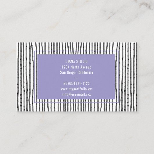 Modern Lines Lavendel Zwart Visitekaartje (Achterkant)