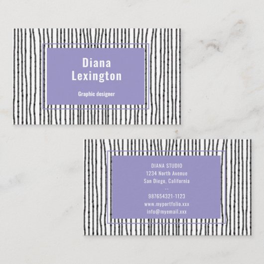 Modern Lines Lavendel Zwart Visitekaartje (Voorkant / Achterkant)