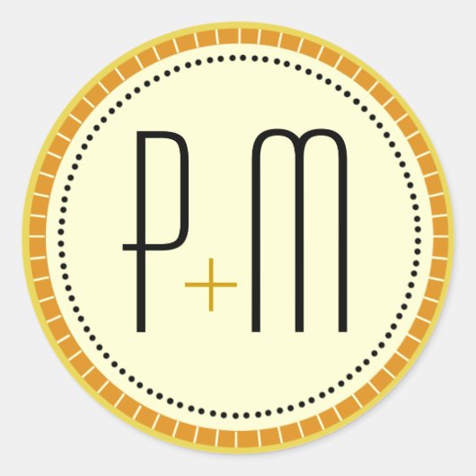 Modern Lines monogram goud Ronde Sticker (Voorkant)