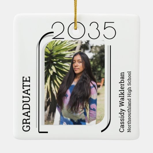 Modern Lines Photo Afstuderen Keramisch Ornament (Achterkant)