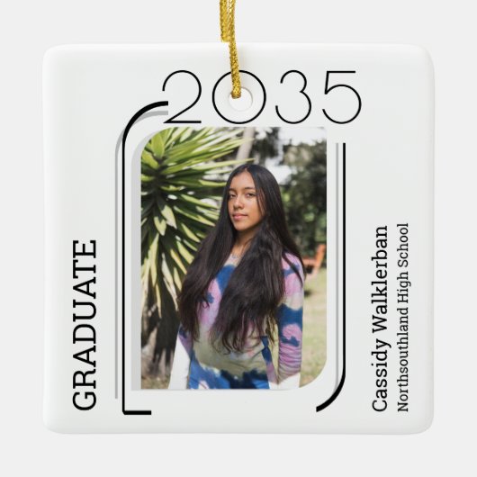 Modern Lines Photo Afstuderen Keramisch Ornament (Voorkant)