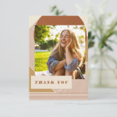 Modern Lines Terracotta 2 Photo Afstuderen Bedankkaart (Staand voorkant)