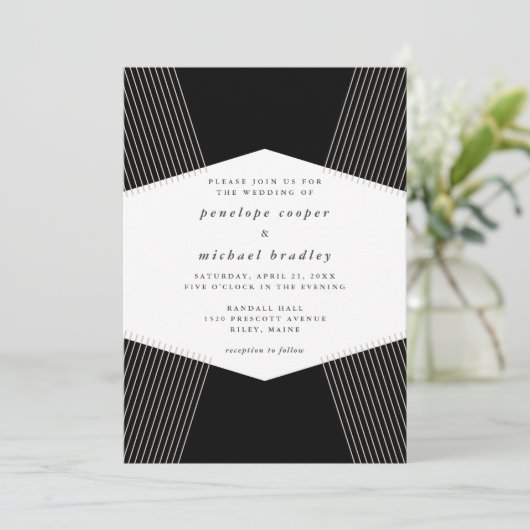 Modern Lines Wedding Uitnodiging (Staand voorkant)