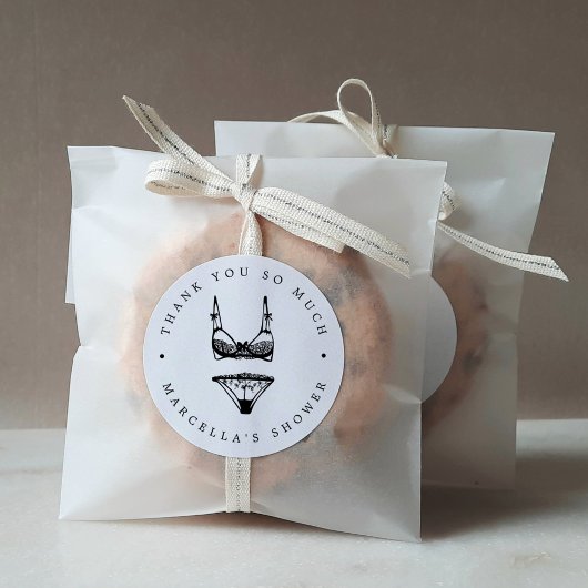Modern Lingerie Shower Dank je Ronde Sticker