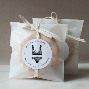 Modern Lingerie Shower Dank je Ronde Sticker