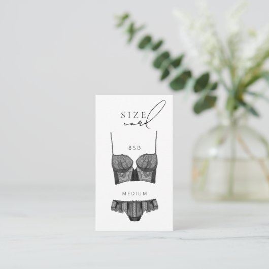 Modern Lingerie Vrijgezellenfeest Maat Informatiekaartje (Staand voorkant)