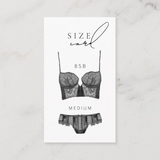 Modern Lingerie Vrijgezellenfeest Maat Informatiekaartje (Voorkant)