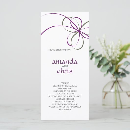 Modern lint bruiloft programma programmakaart (Staand voorkant)