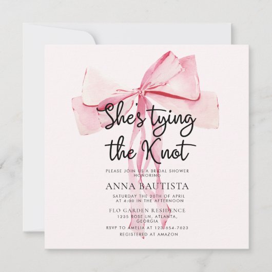 Modern lint Ze Tying The Knot Vrijgezellenfeest Kaart (Voorkant)